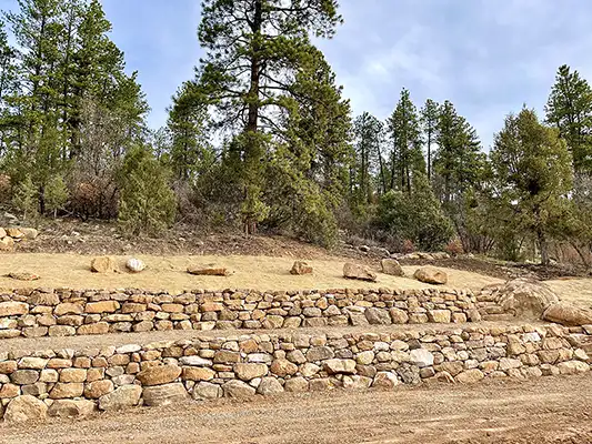 series of multi layered retaining walls near Durango