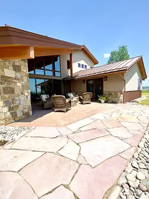 natural style flagstone patio at a home in Durango