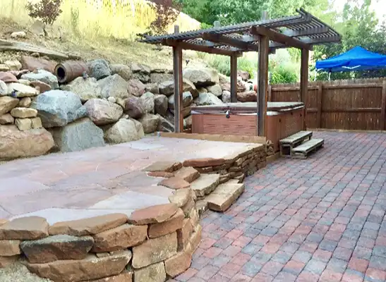 retaining walls, pergola, and flagstone patio near Durango